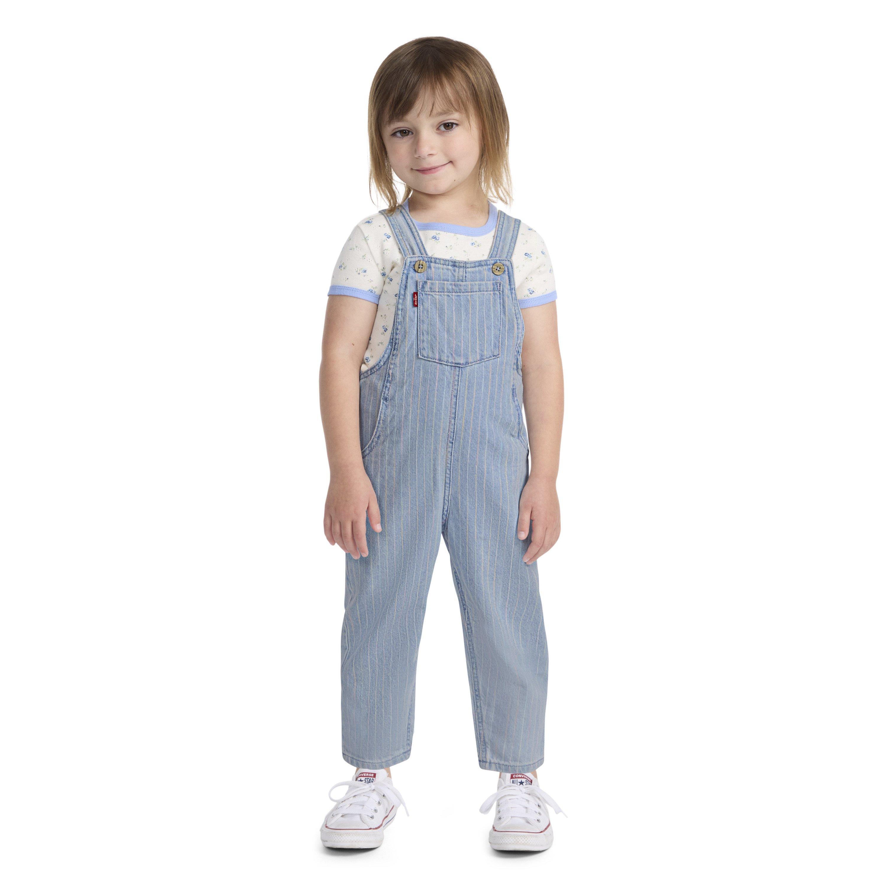 Levi's Rainbow Stripe Toddler Girls' Light Wash Denim Overalls - LIGHT BLUE